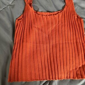 Orange Ribbed Tank Top